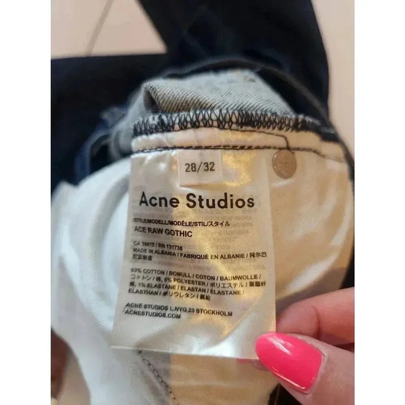 Acne Studios Ace Raw Gothic Skinny Jeans New With Tags Dark Wash Mens 28 Inseam - Picture 6 of 9